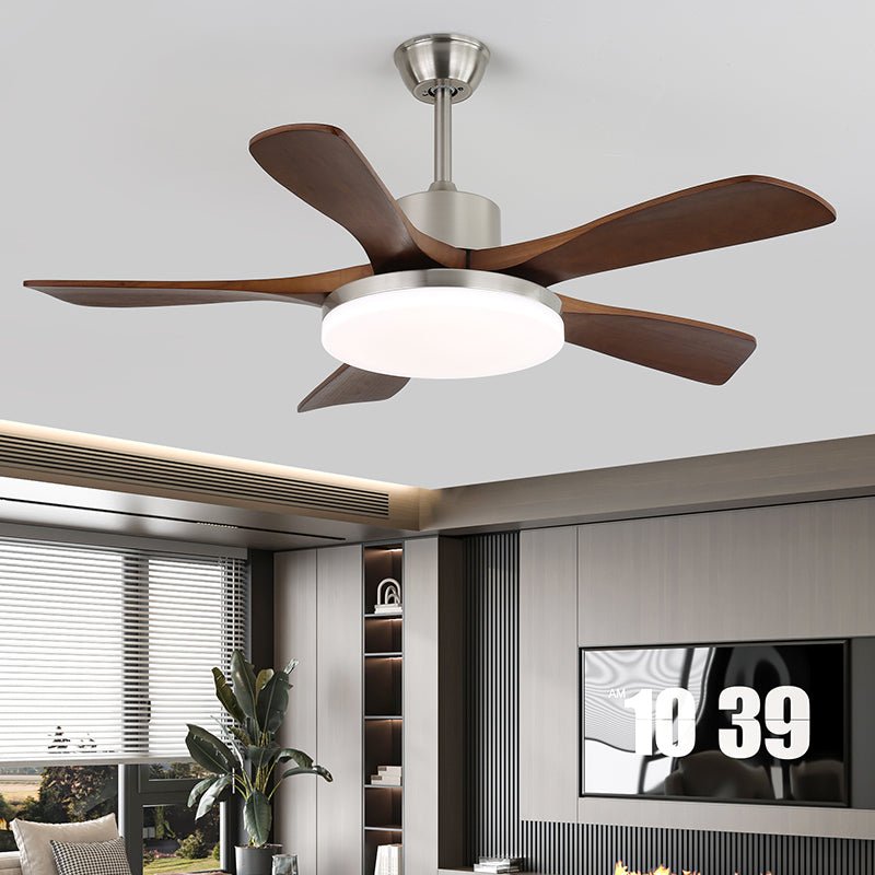 Luxury Curved Wood Brass Ceiling Fan Light