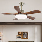 Luxury Curved Wood Brass Ceiling Fan Light