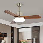 Luxury Curved Wood Brass Ceiling Fan Light