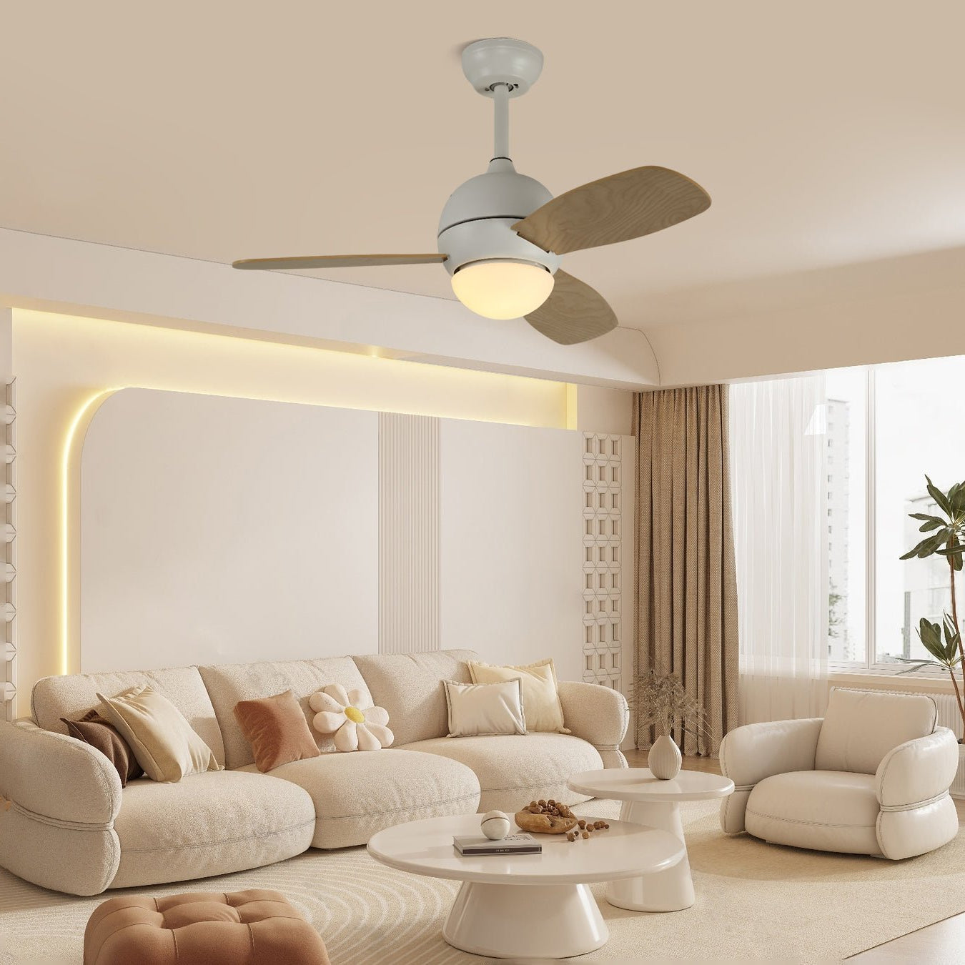 Vento Artisan Wood Blade Ceiling Fan Light