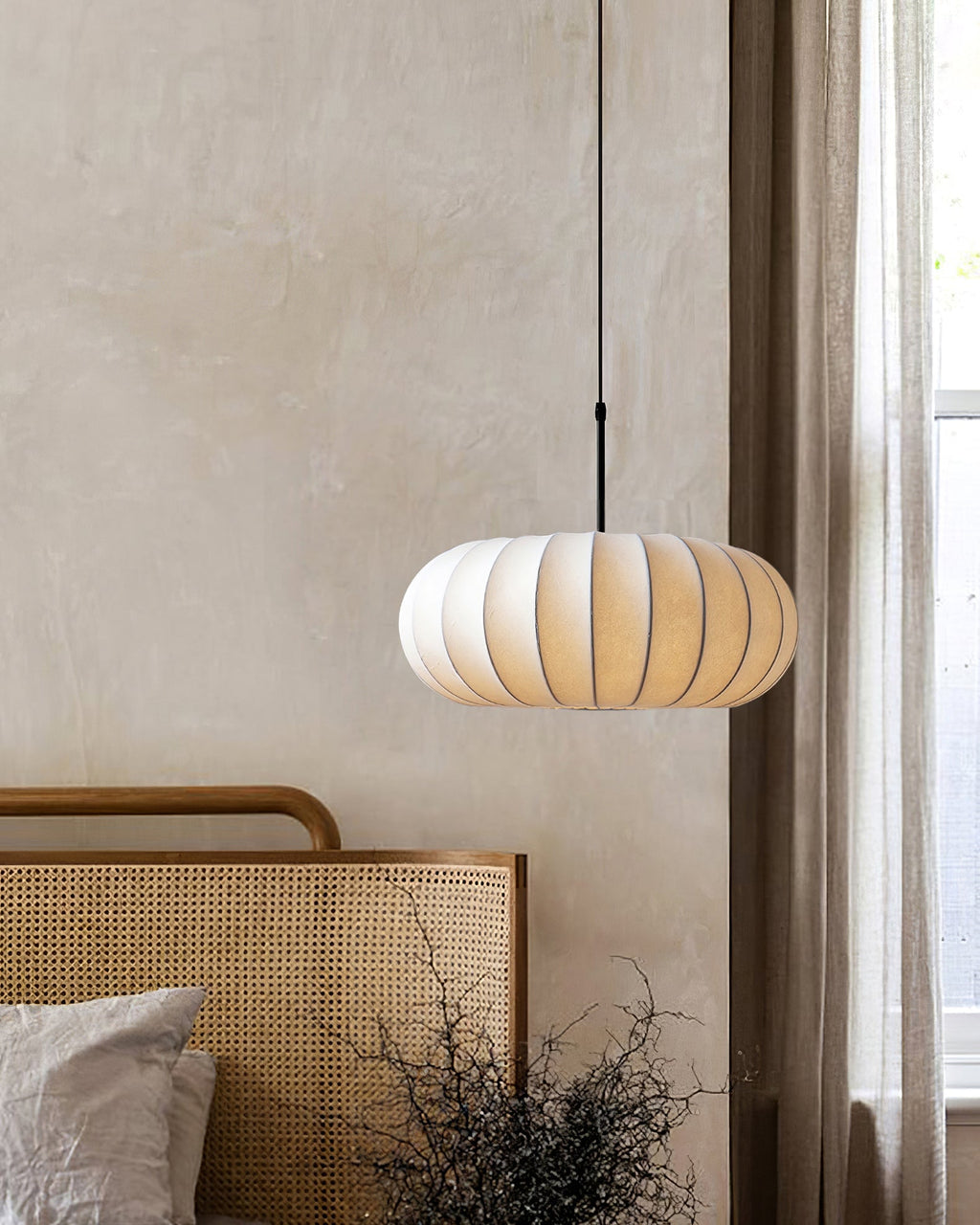 Verona Plug-In Fabric & Silk Pendant Light