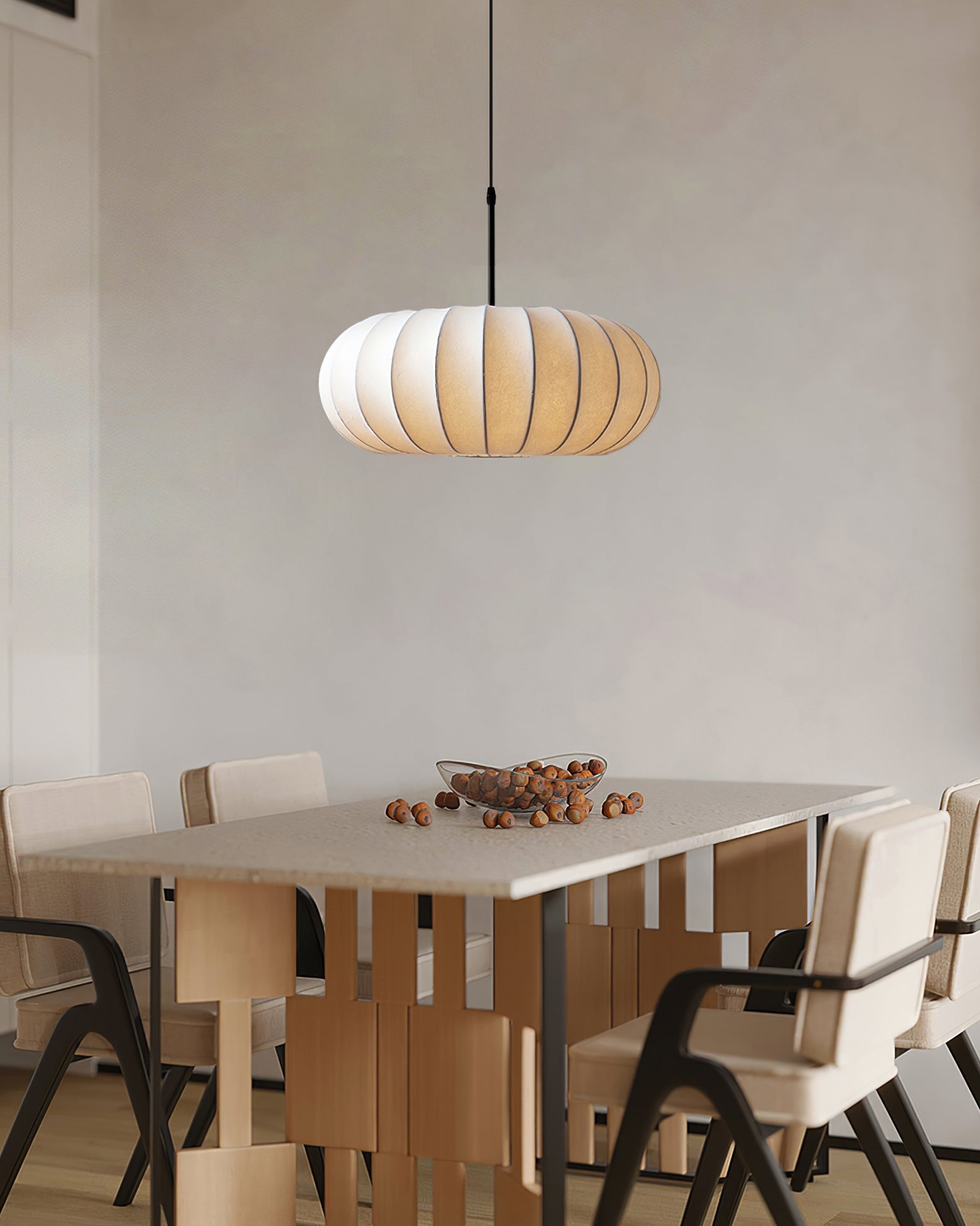 Verona Plug-In Fabric & Silk Pendant Light