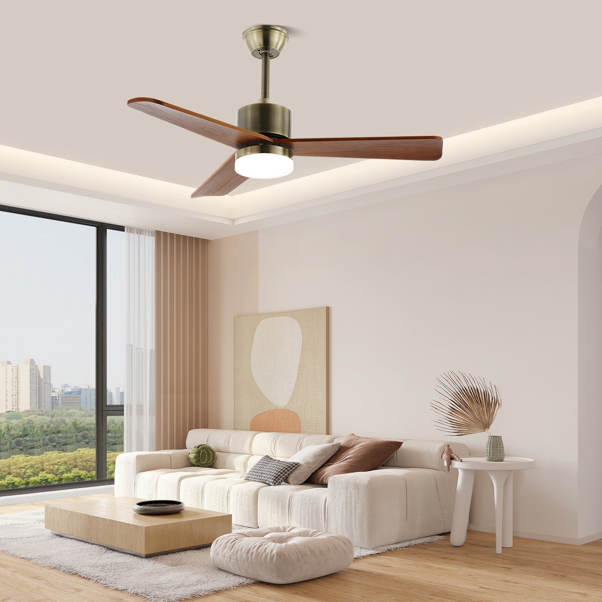 Zephyr Glow Wood Blade Fan Light Fixture