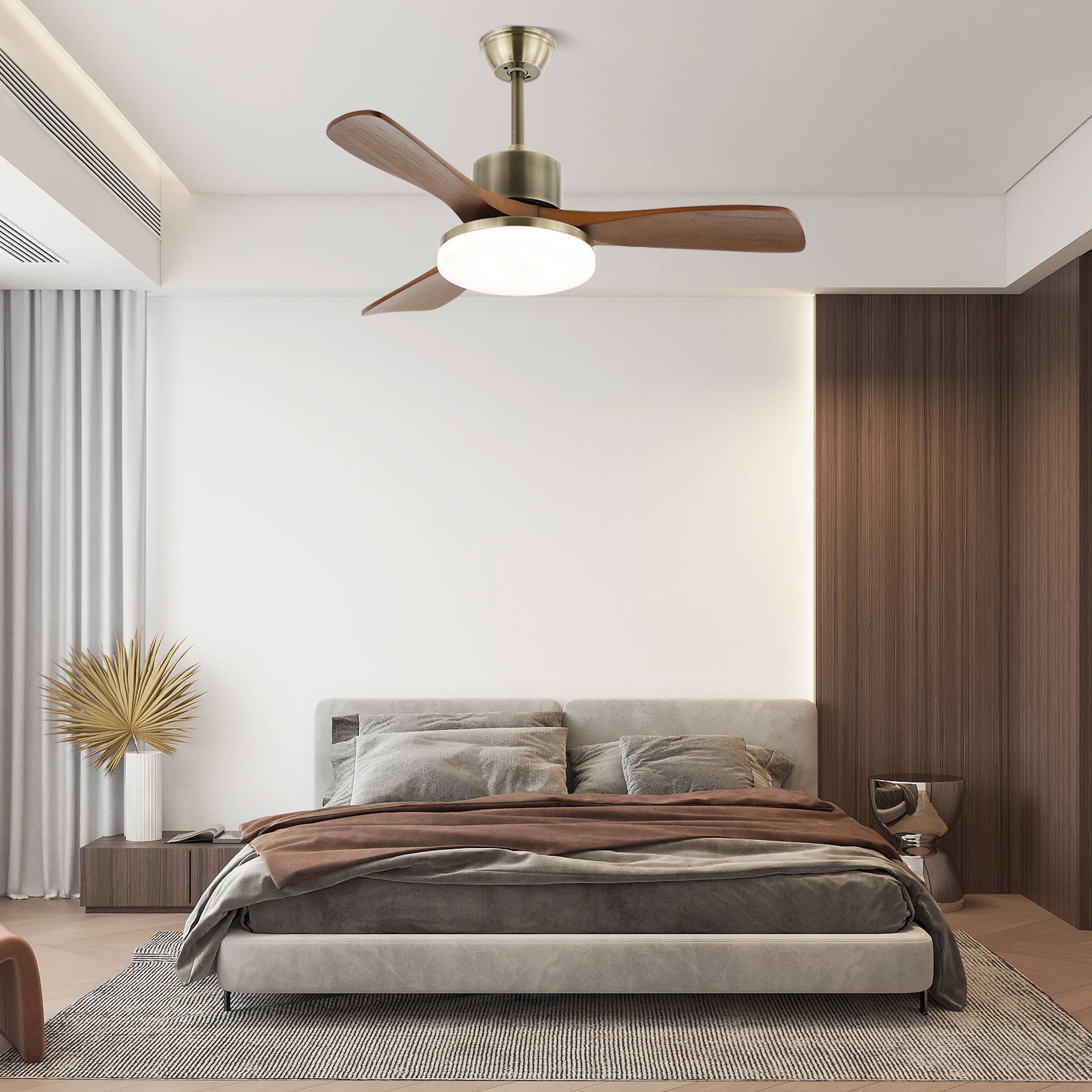 Zephyr Glow Wood Blade Fan Light Fixture
