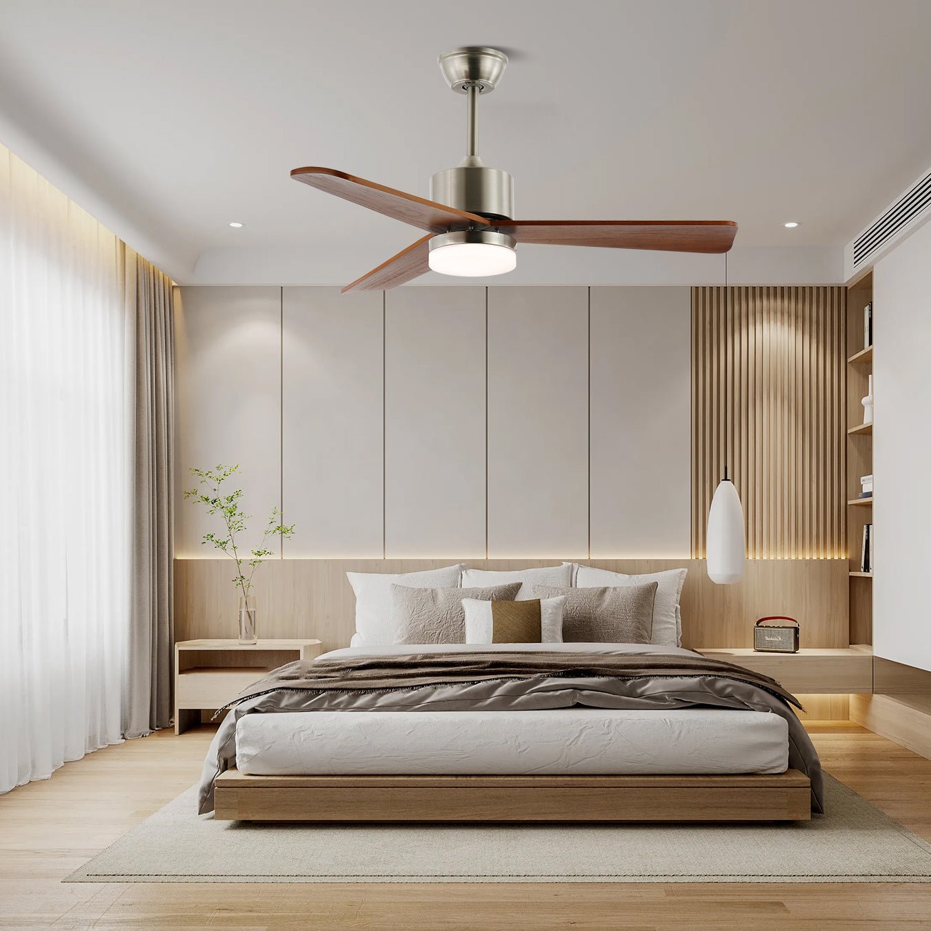Zephyr Glow Wood Blade Fan Light Fixture