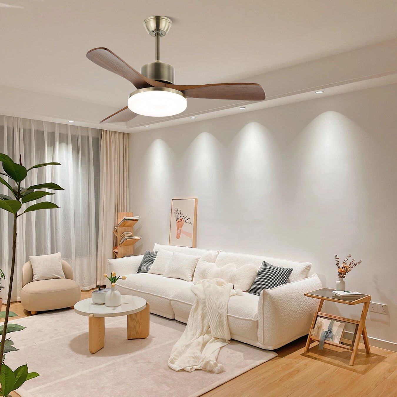 Zephyr Glow Wood Blade Fan Light Fixture