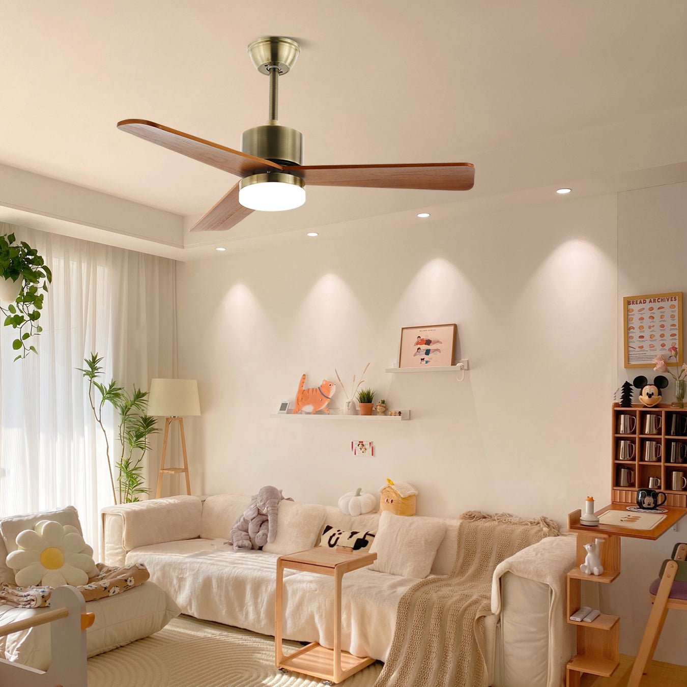 Zephyr Glow Wood Blade Fan Light Fixture