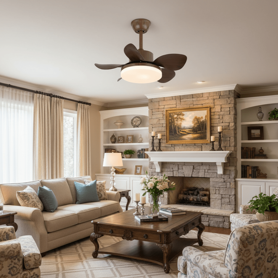 Terra Sculpted Walnut Blade Ceiling Fan Light