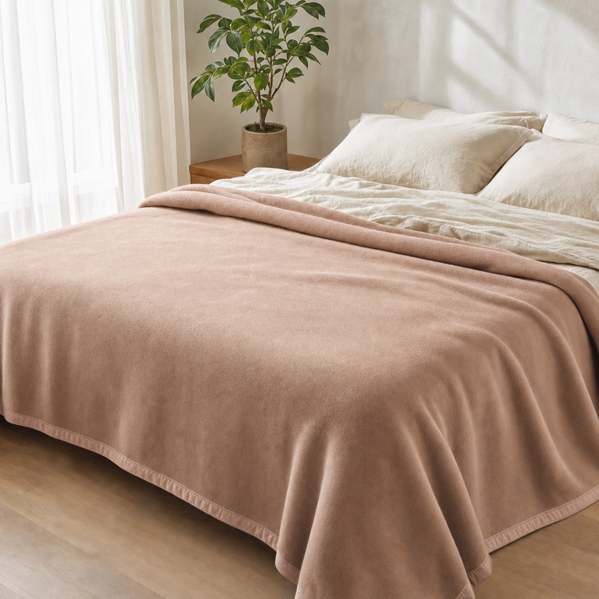 Alpine Wool Bed Blanket in Rosewood