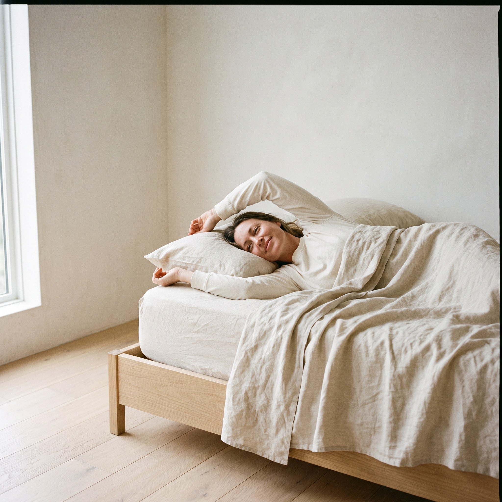 Waking up in linen sheets